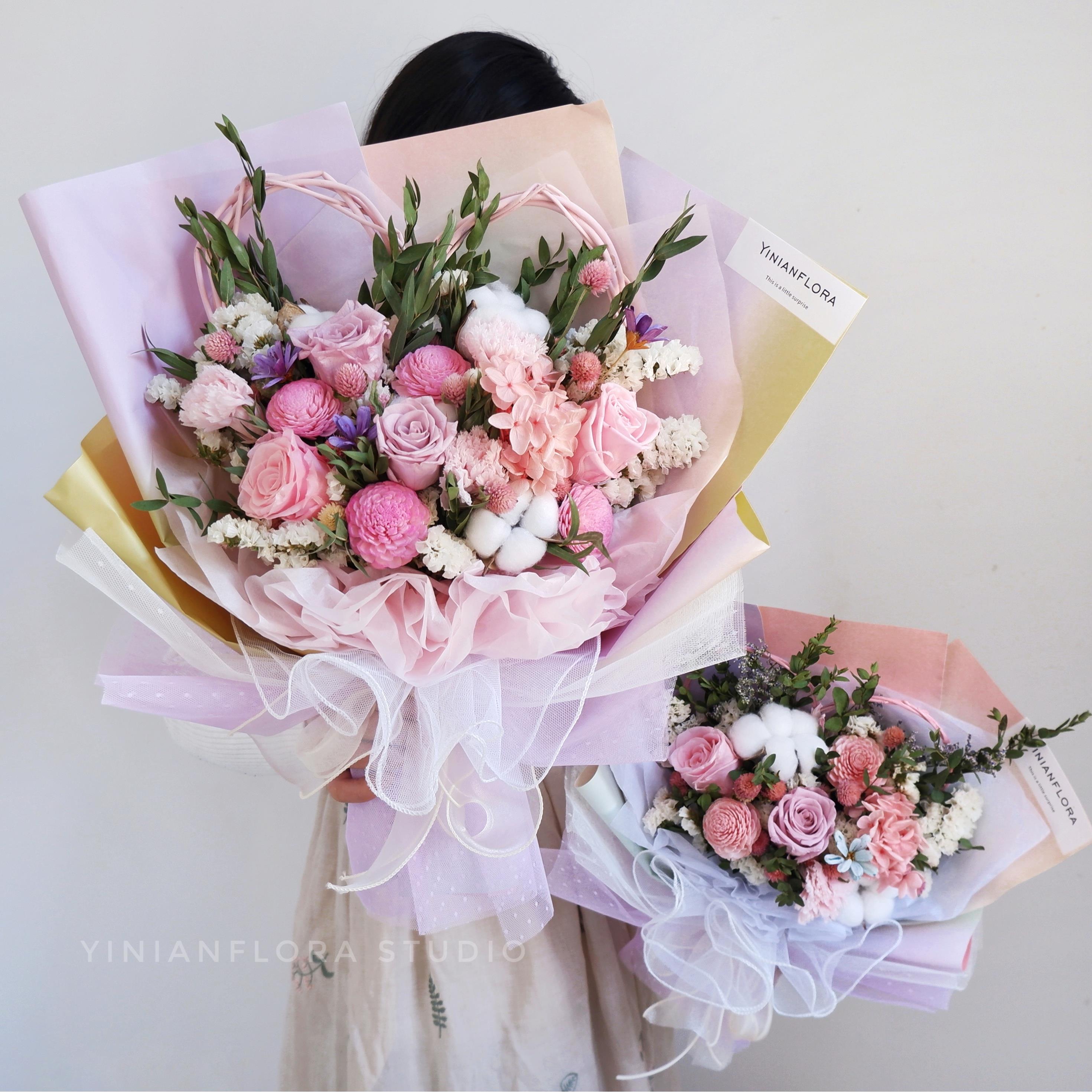 永生花玫瑰康乃馨毕业拍照满天星干花 情人节告白生日礼物教师节