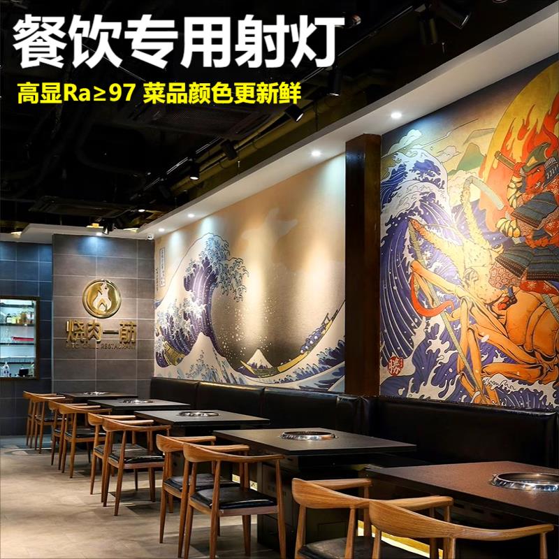 专用高显色2700k高亮聚光cob射灯餐饮店饭厅明装防眩轨道灯导轨灯