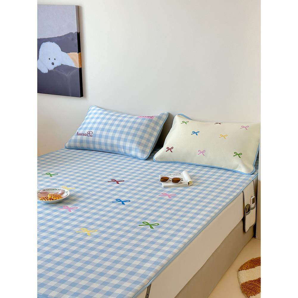 在耳边小清新夏季凉感冰丝凉席三件套ins可水洗空调软席子冰藤席,床上用品,冰丝席,淘宝优惠券,粉丝福利购,淘宝优惠卷