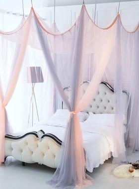 灰橙色巴洛克北欧简约八开门宫廷落地蚊帐免安装1.8m双人家用蚊帐