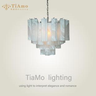 法式Murano穆拉诺吊灯中古风覆古客厅饭厅卧室胭脂白梅花玻璃吊灯