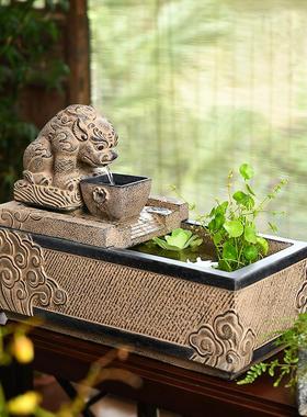 流水摆件循环水吸水兽吐水生财日进斗金风水桌面小喷泉茶桌神兽