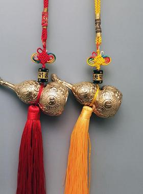 百草铜葫芦六字铜葫芦挂件二黑健康中式家居真言挂饰大小号