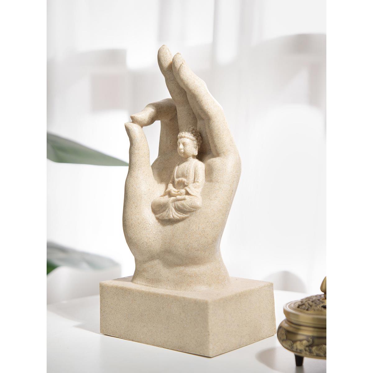 泰国工艺品树脂佛手摆件家居客厅电视酒柜装饰品书房桌面禅意摆设