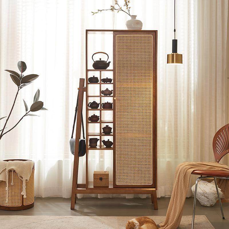 茶室藤编实木家俱博古架茶杯茶具收纳柜多宝阁展示柜置物柜展示柜,住宅家具,家用陈列柜,淘宝优惠券,粉丝福利购,淘宝优惠卷