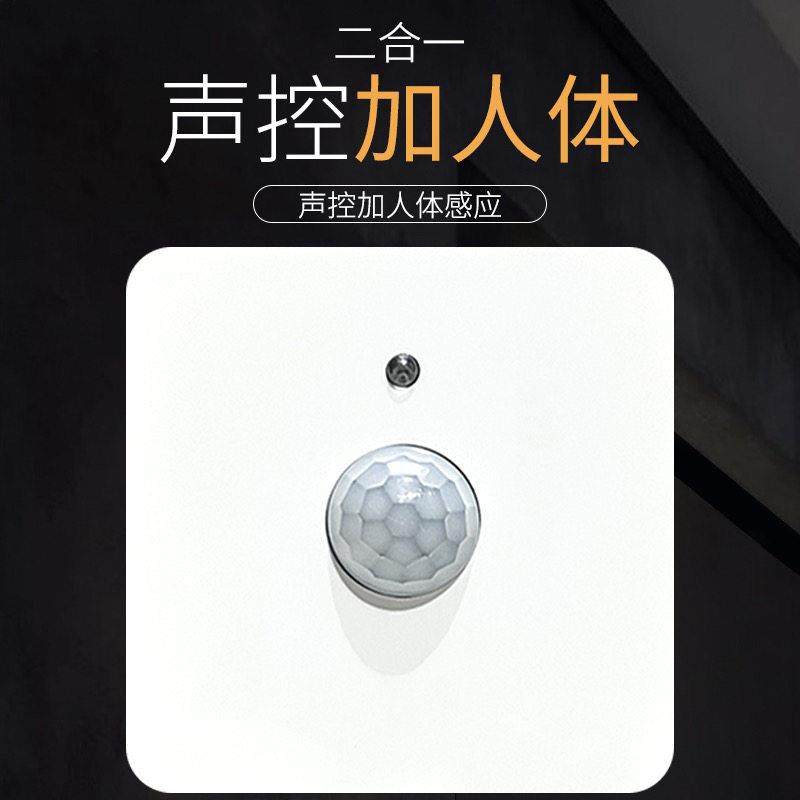 86型声光控加人体感应开关二合一红外线声控智能220V楼道延时面板,电子/电工,感应开关,淘宝优惠券,粉丝福利购,淘宝优惠卷