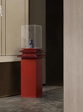 中式青石狮子酒店大堂售楼部会所艺术装置玄关装饰品落地摆件底座