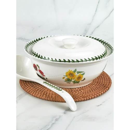 欧式陶瓷大汤碗盆带盖精致漂亮的锅盅双耳高级感商用大容量盛汤盆