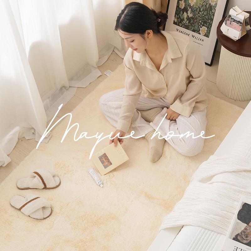 蔓越家 北欧卧室A级兔毛绒床边垫秋冬地垫毛绒地毯防滑长条毯子