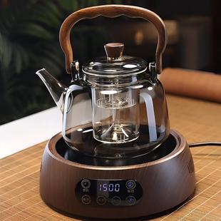 木把玻璃提梁壶家用小型电陶炉煮茶器烧水壶大容量保温玻璃茶壶
