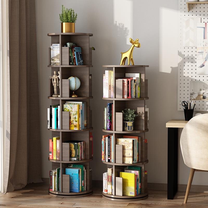 旋转书架 实木落地简约儿童绘本架客厅卧室床头置物架360度小书柜