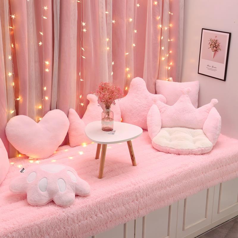 公主风飘窗垫窗台垫毛绒卧室阳台飘窗毯落地窗垫榻榻米垫子定制