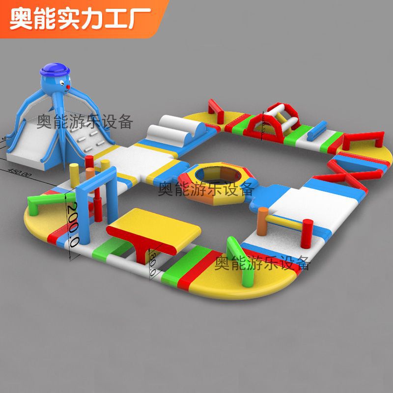 充气水上闯关障碍组合大型水上乐园设备海上冲关移动支架水池组合