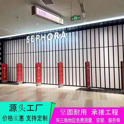 商铺铝合金折叠门厨房阳台隐形推拉门汽车4S美容店车间隔断门厂家