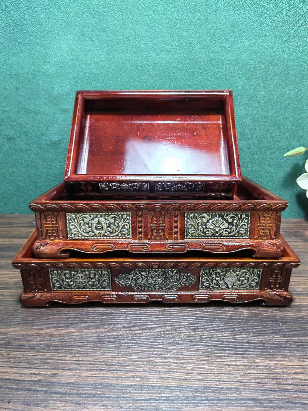 藏式八宝实木盘 蒙古烤羊盘手把肉盘子全羊盘 蒙餐餐具复古雕刻盘