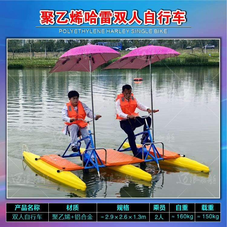 玻璃钢水上休闲单人自行车双层公园观光休闲娱乐游船扬州船艇厂