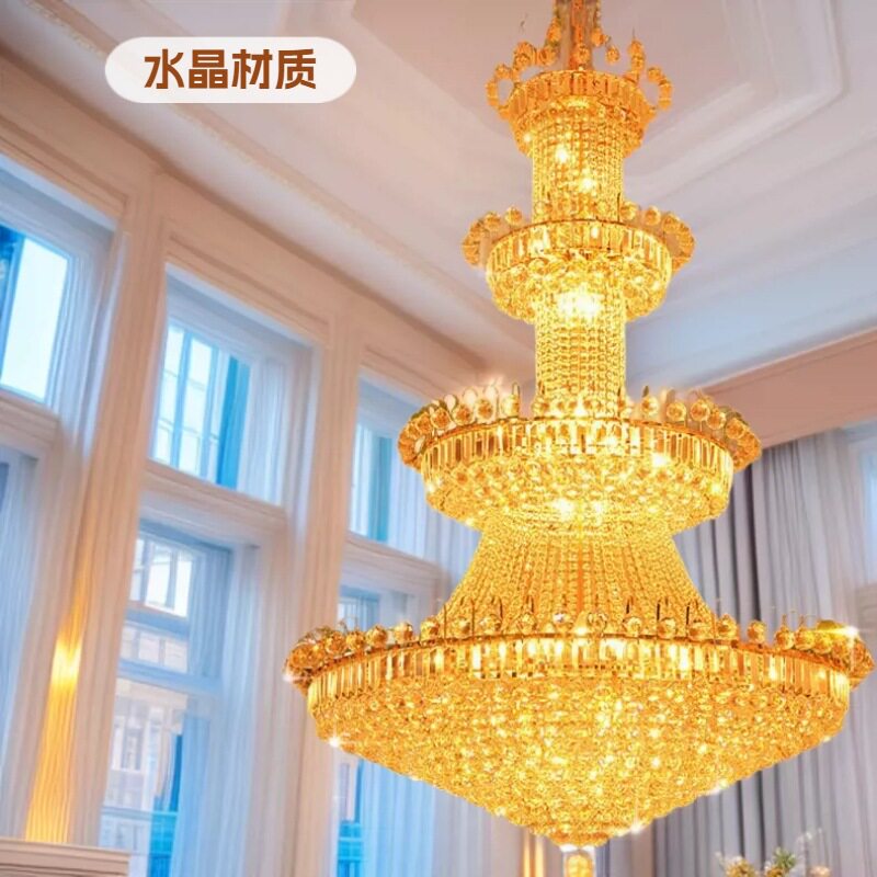 直销欧式复式楼客厅水晶大吊灯楼梯长吊灯奢华大气别墅酒店大堂灯