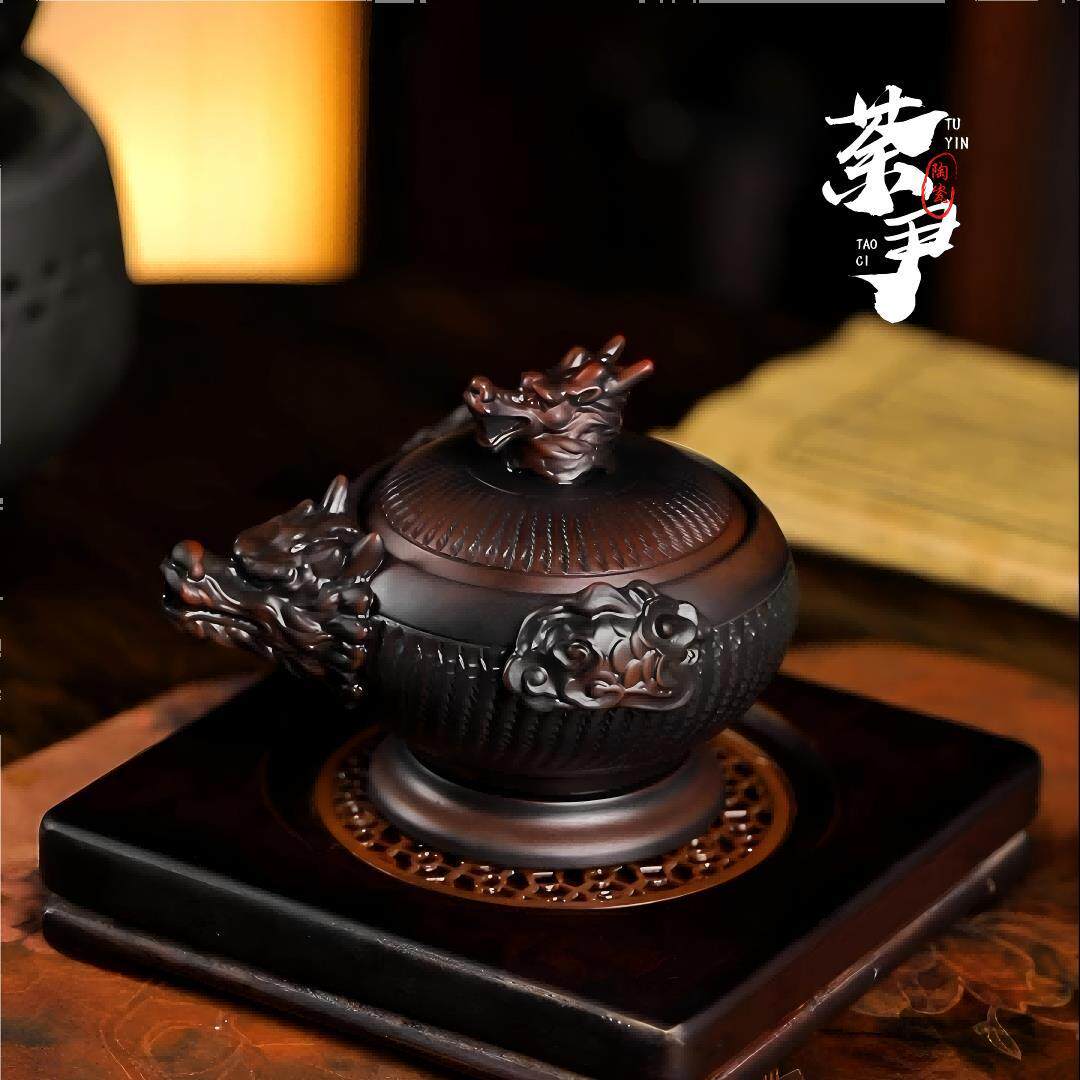 紫陶泡茶壶不烫手手爪壶旋转底座高档创意复古茶壶茶具泡茶专用
