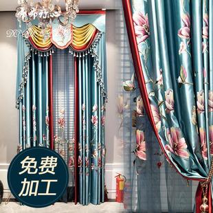 别墅仿真丝绣花中式 2022年新款 窗帘客厅卧室高档绣花窗纱成品定制