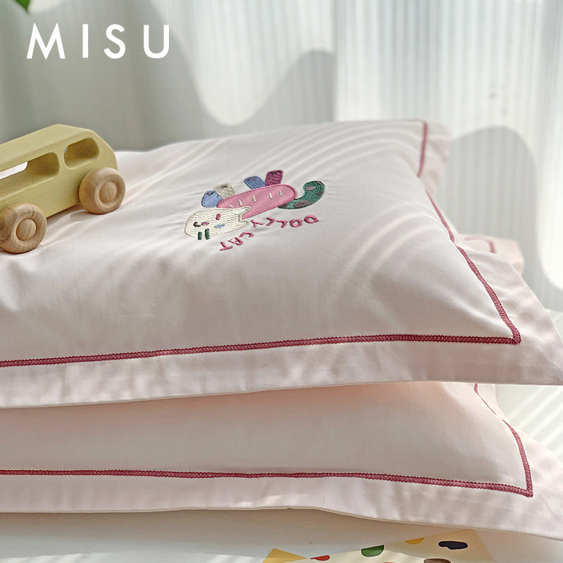 精选A类100支儿童刺绣磨毛枕套全棉乳胶枕头套学生枕芯套保暖枕罩