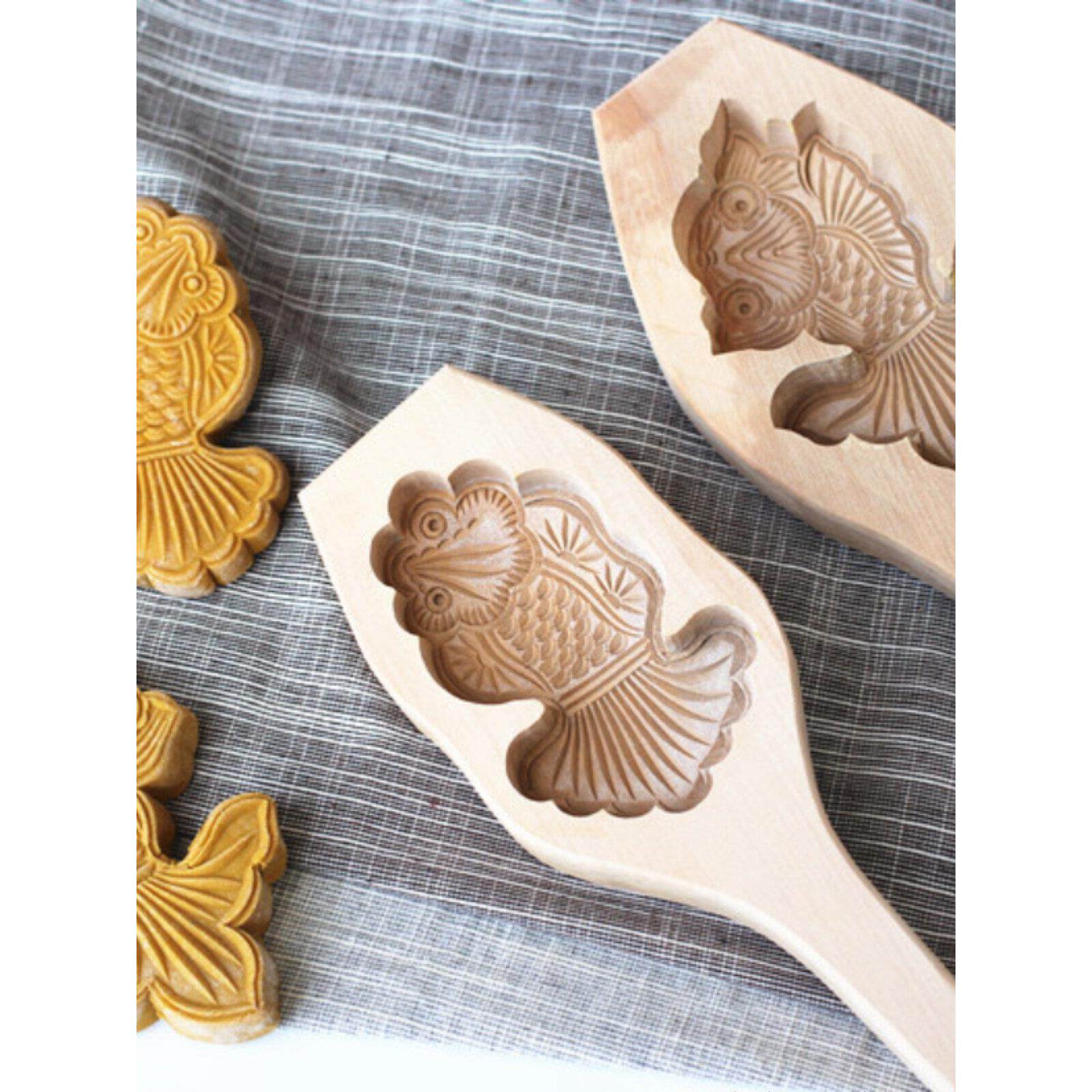 烘焙模具木制压花模具家用面食糕点模具南瓜蛋糕模具山药糕点木制