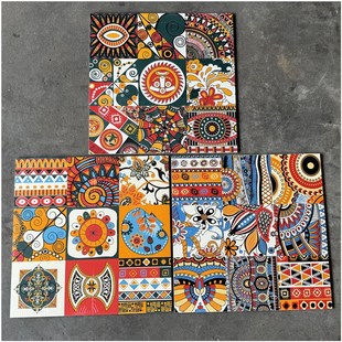 精选唐卡彷古饭厅背景墙小花砖 覆古混拼彩砖花片瓷砖防滑墙地砖6