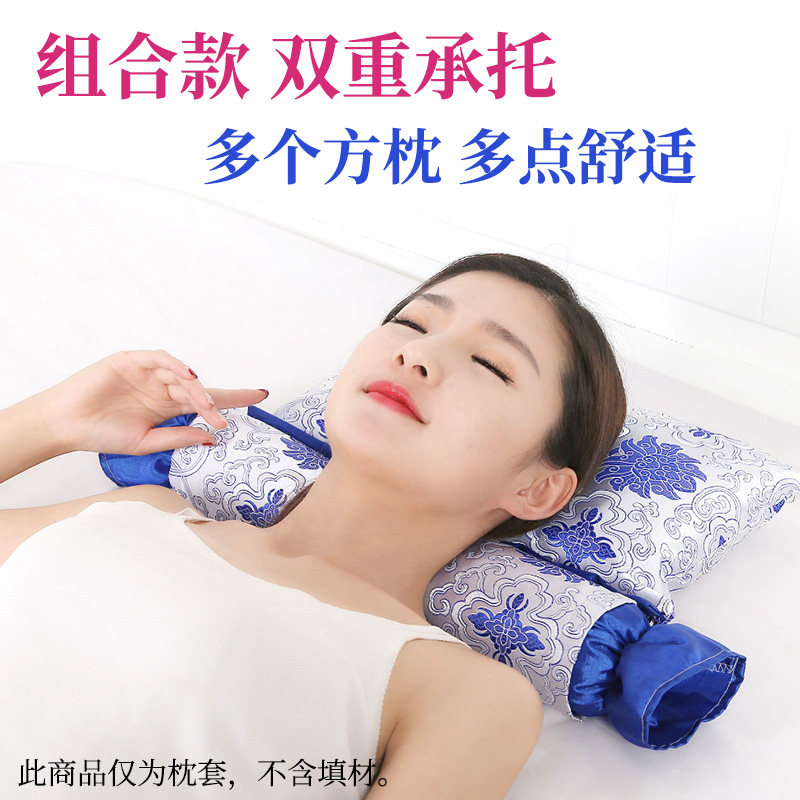 精选护颈椎枕套圆柱决明子荞麦壳黄豆糖果枕套不含芯圆形枕头外套