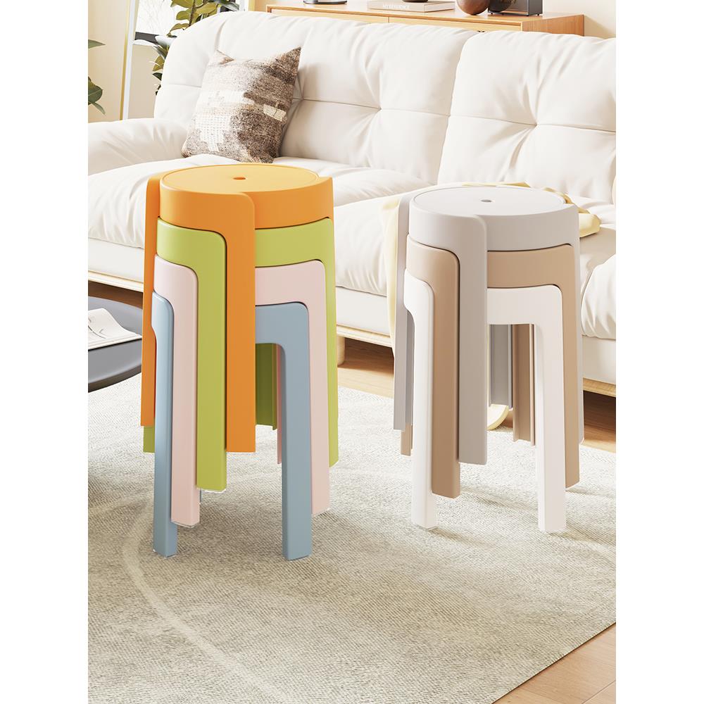 家用凳子加厚塑料胶凳子可叠放板凳高凳简约圆凳网红旋风凳风车凳