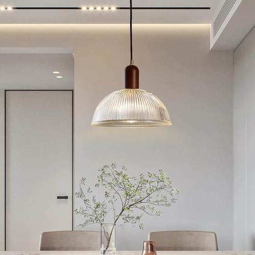 餐厅玻璃吊灯日式中古风东南亚复古民宿橱窗床头店铺商用实木灯具