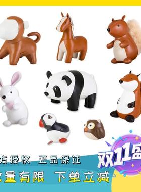 台湾zuny动物摆件皮革斗牛犬 兔子猴子企鹅熊猫狐狸拍照摄影道具