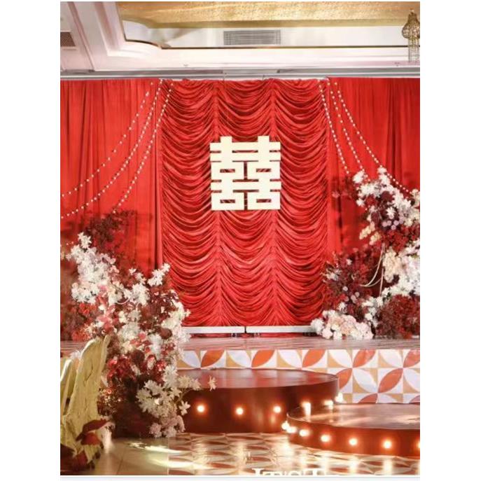 2023婚庆背景纱幔新款水波纹婚庆背景幕布鱼尾纹舞台帷幔纱幔背景