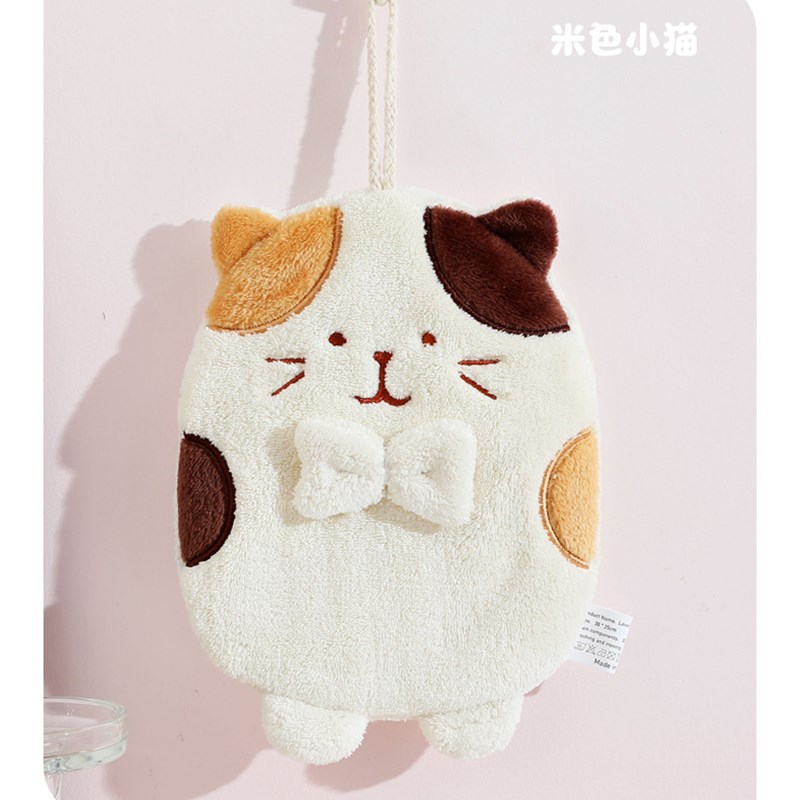 擦手巾可挂式可爱小猫吸水不掉毛家E用厨房抹布速干搽手巾儿童毛