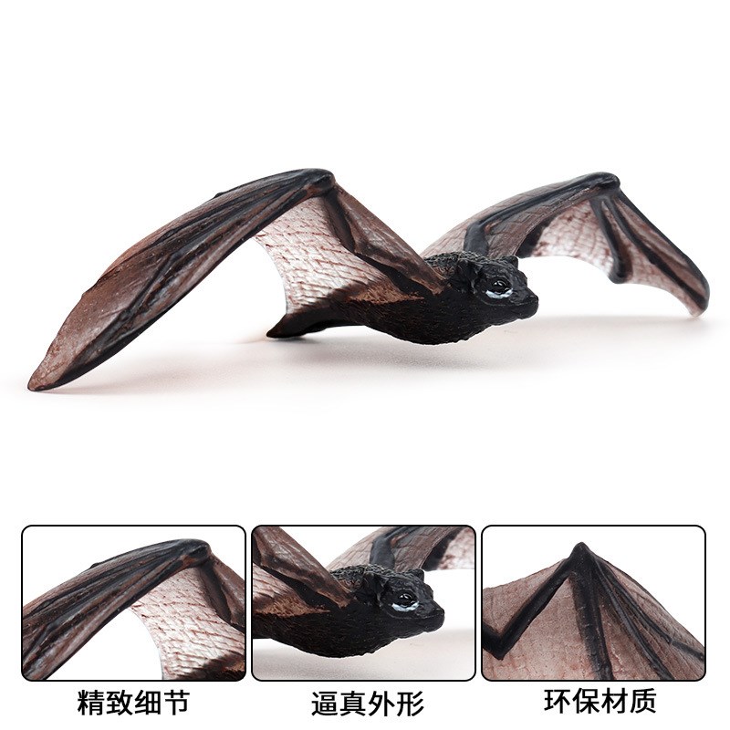 仿真野生动物模型玩具飞行v动物蝙蝠 狐蝠模型儿童认知手办摆件