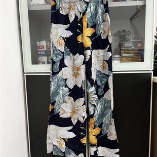 孕妇可外穿大码 棉绸睡裤 卡通印花w宽松阔腿裤 女夏季 居家休闲 薄款