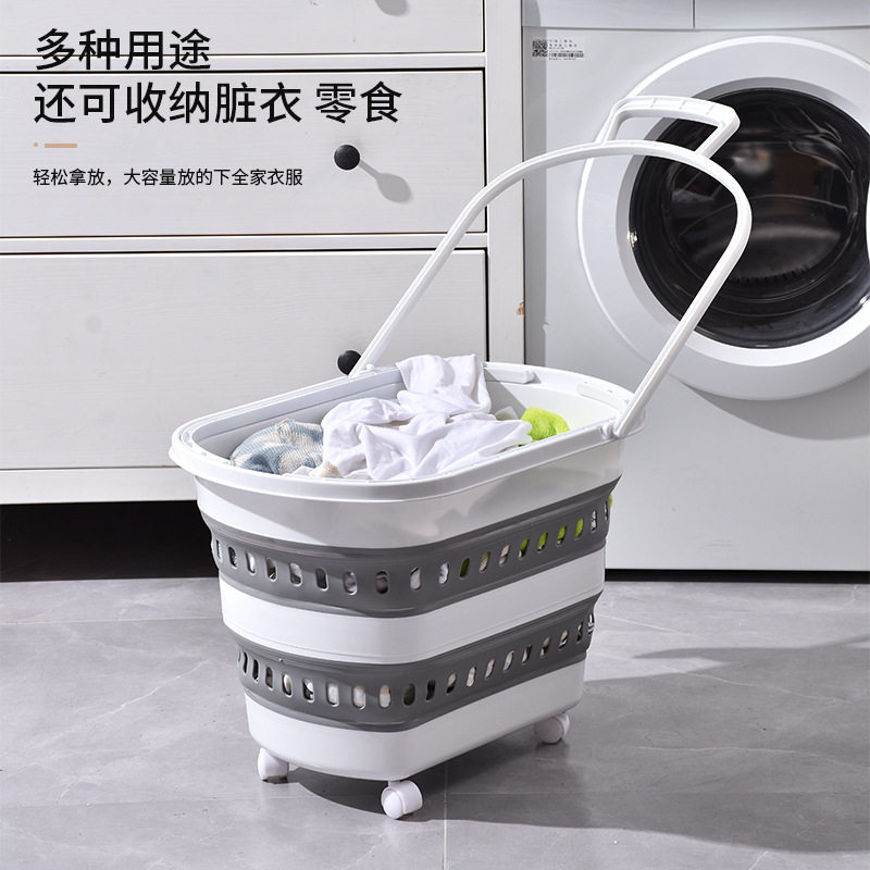 多功能折叠脏衣篮家用可挂壁衣物收纳筐浴室脏衣篓塑料洗衣蓝批发