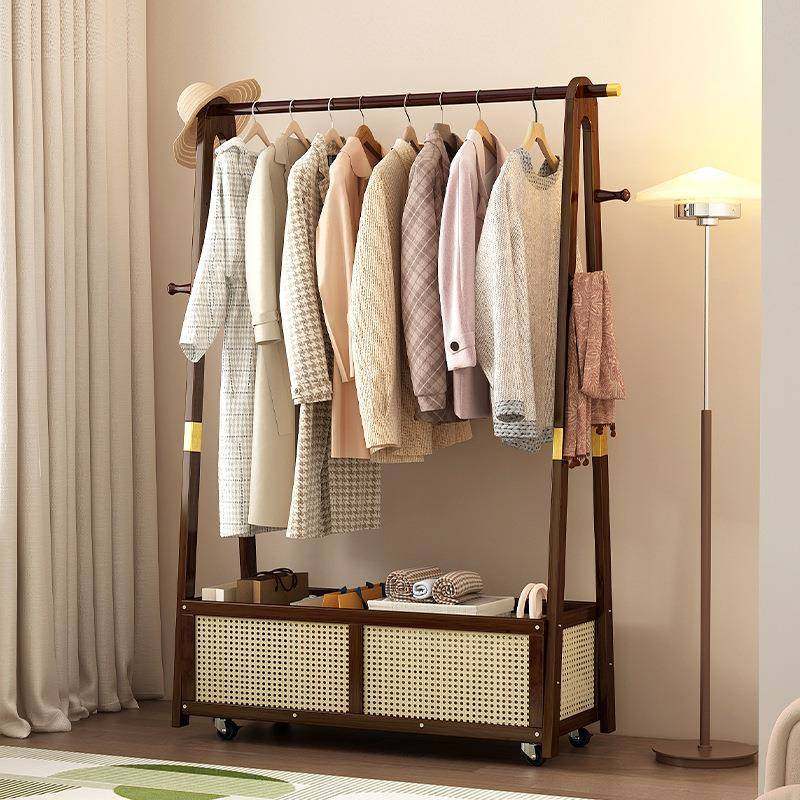 钢琴键挂衣架落地卧室脏衣篓衣帽架家用可移动开放式衣柜置物架子