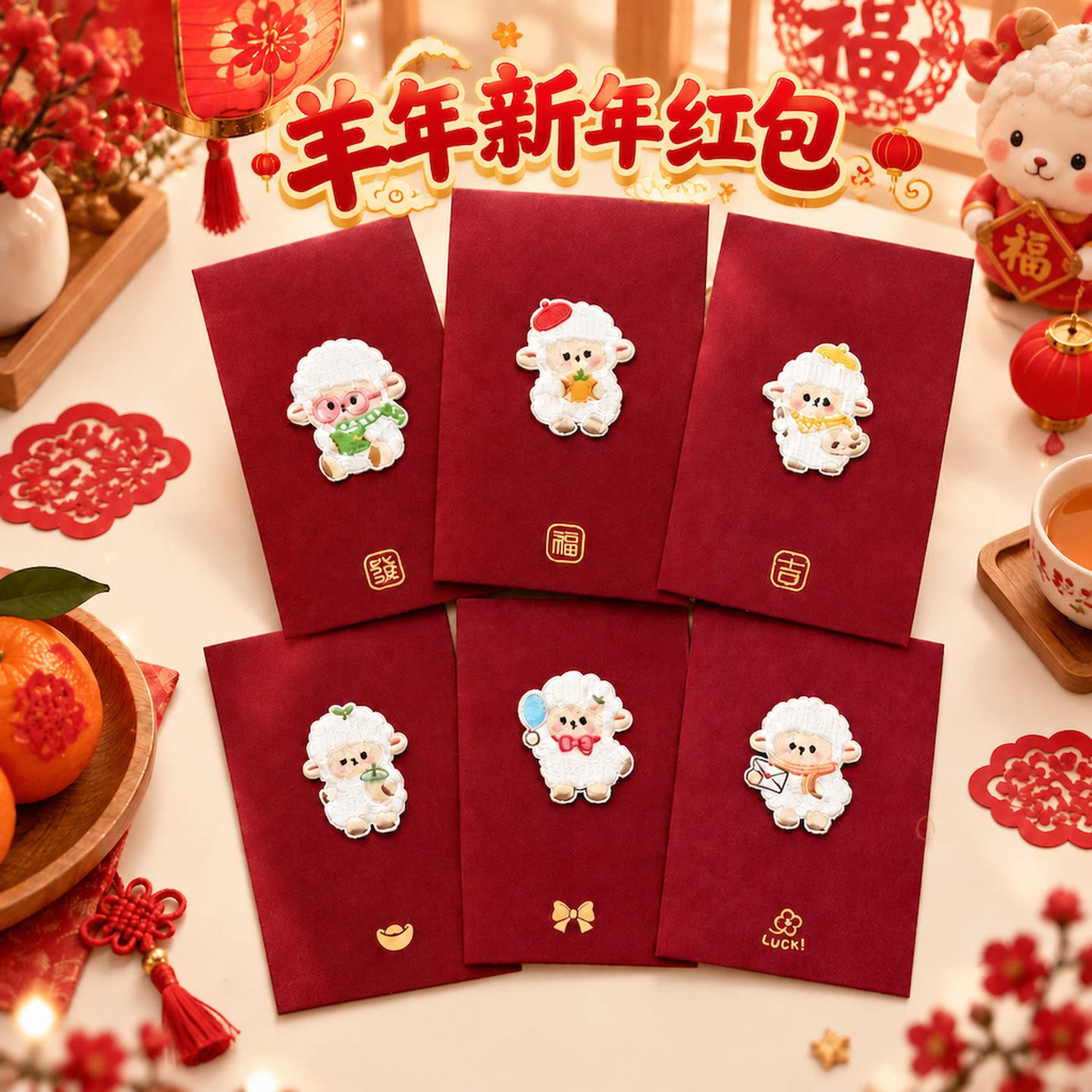 可爱贴片红包2027羊年红包烫金厚