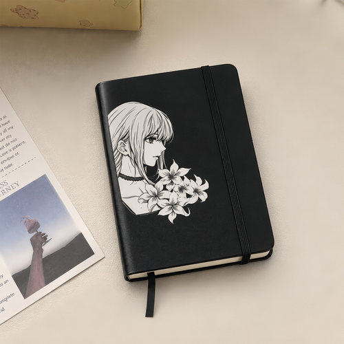 手绘动漫少女日记本硬面抄学生高质感可爱韩版高颜值横线记事本