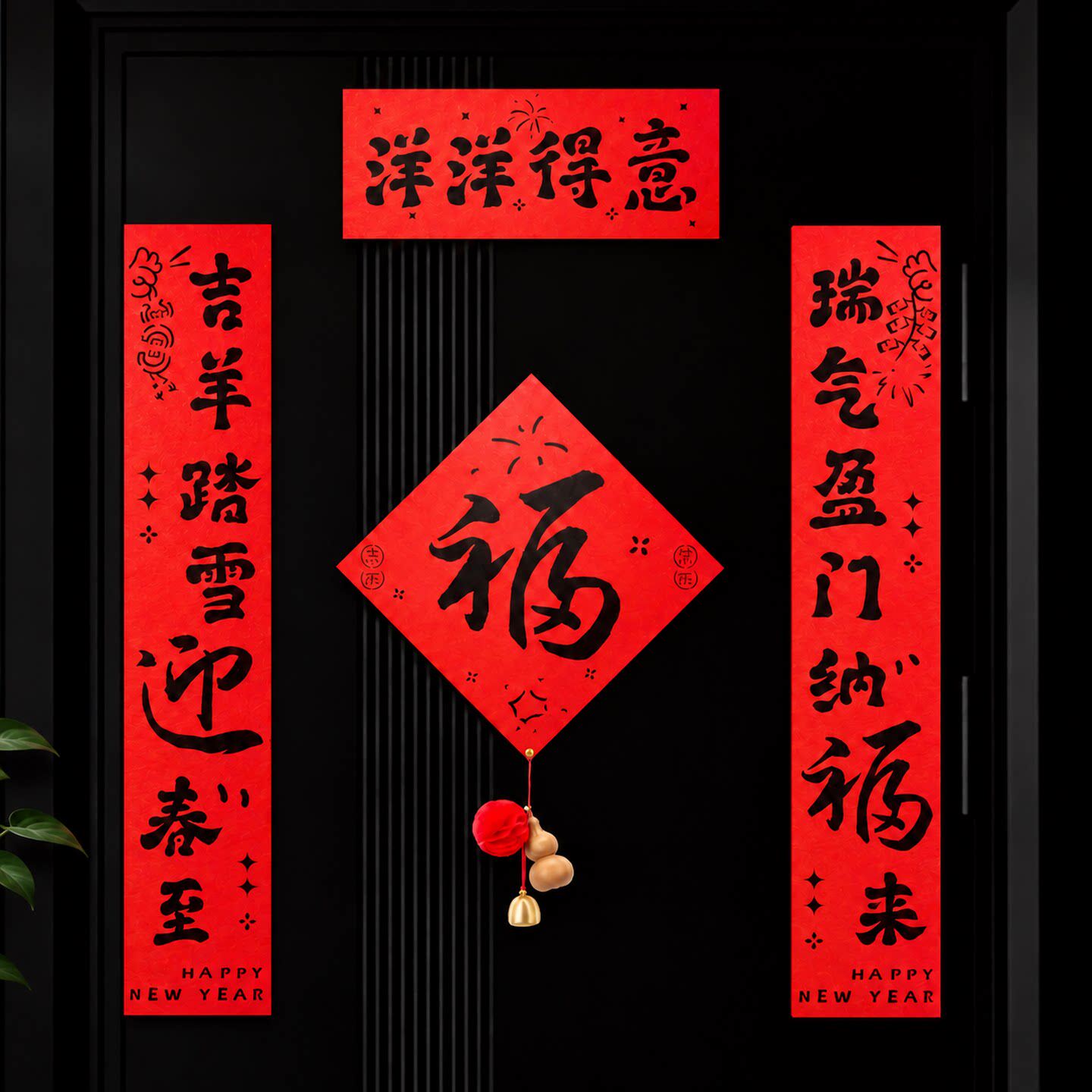 2027羊年新年对联入户门春节布置