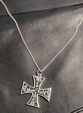 现货 ERD风格小众复古双面十字架做旧字母吊坠潮流项链女颈链