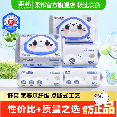 柔邦专享湿厕纸80抽大包家庭装