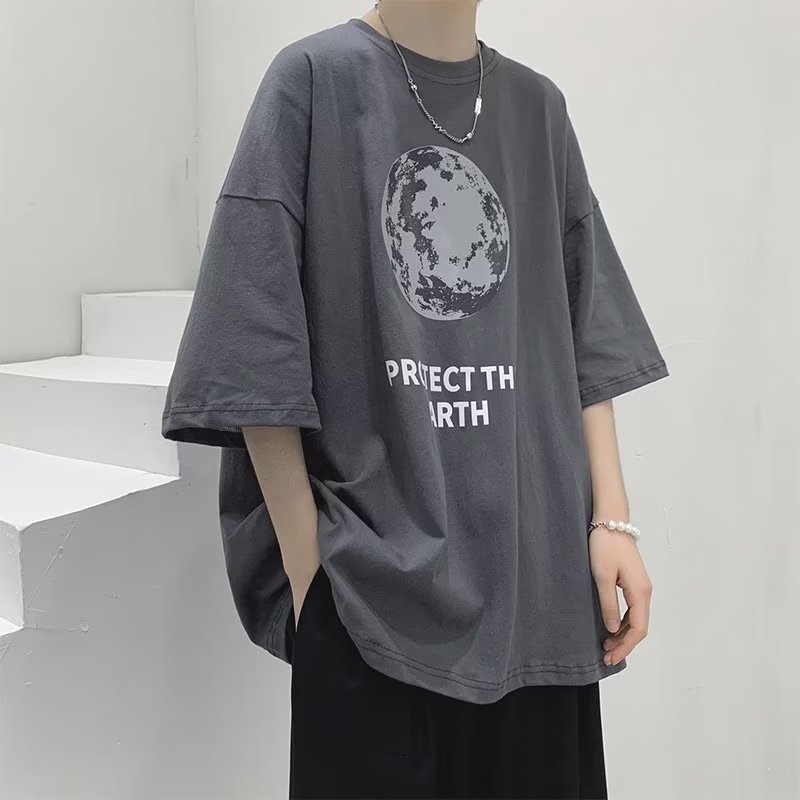 短袖t恤男2023春夏新款时尚字母印花打底衫男士圆领套头网红半袖