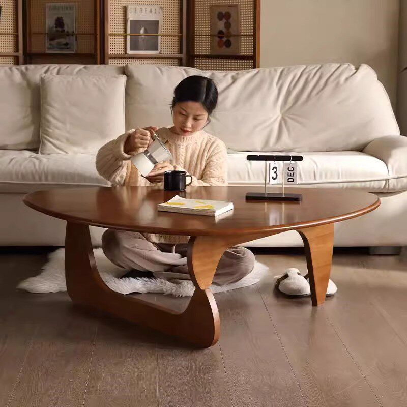 中古风纯实木茶几客厅家用三角胡桃边几极简设计师可移动桌子原木