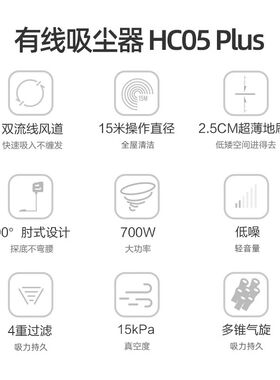 小狗吸尘器家用强力大功率有线推杆手持小型吸尘机 HC05 Plus