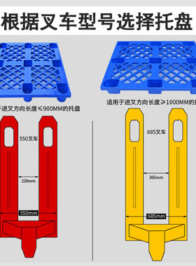 塑料托盘堆高机网格九脚栈板超市仓库防潮板黄绿红色卡板货物地台