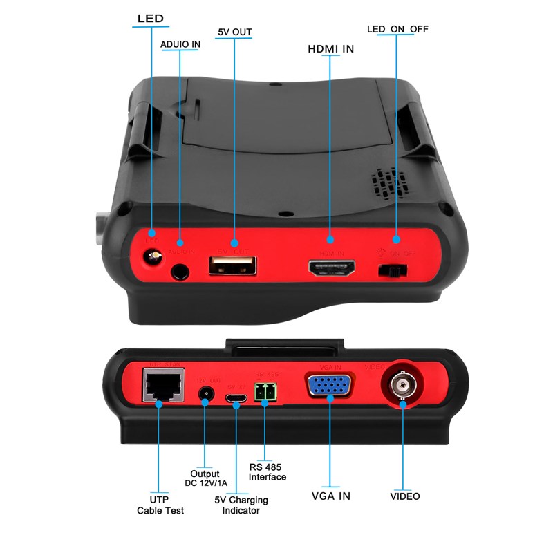 5寸高清同轴工程宝6900ACT影片监控测试仪8MP摄像机VGA输入HDMI