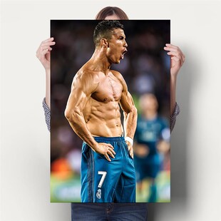 精选C罗肌肉海报足球明星装饰壁画 画健身房励志挂画 画大学宿舍