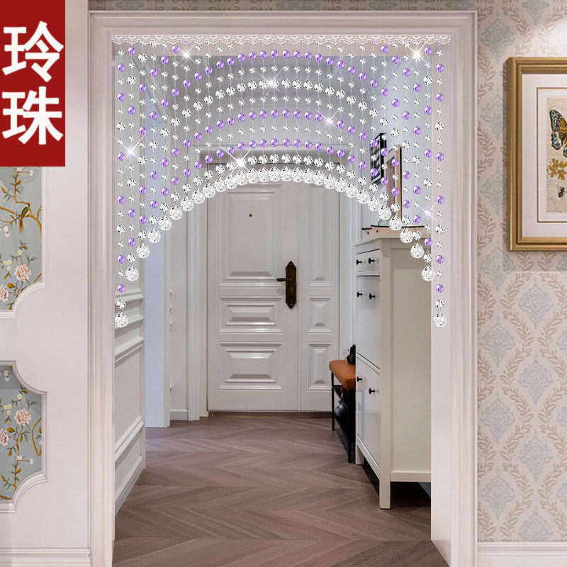 珠帘水晶门帘家用卧室客厅装饰简欧隔断帘子卫生间过道免打孔挂帘