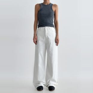 韩风2025新款弹力显瘦筷子黑色高腰直筒牛仔裤女宽松垂感阔腿裤子