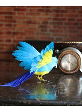 仿真鹦鹉金刚羽毛园林家居装饰展览馆场景布置商城手工仿生摆件